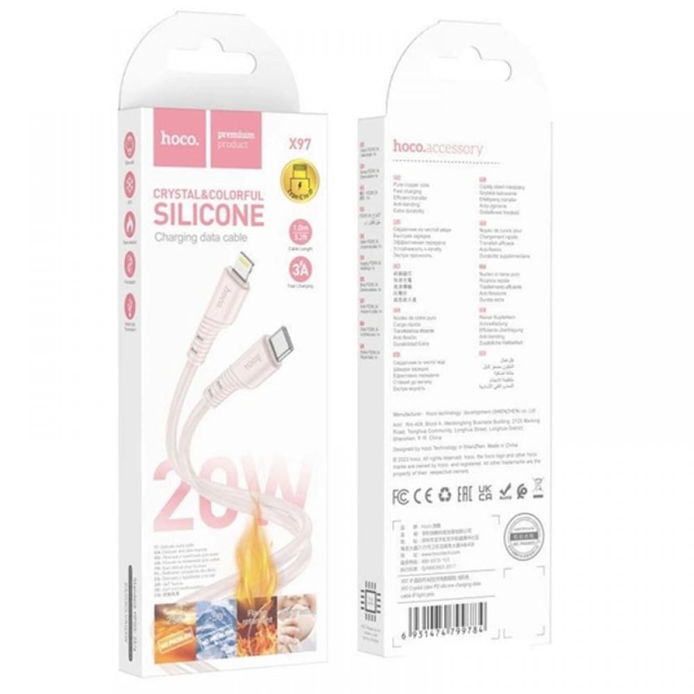 Дата кабель Hoco X97 Crystal color Type-C to Lightning 20W (1m) Light pink