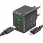 МЗП Hoco CS14A PD20W+QC3.0 (1USB-A/1C) + Type-C to Lightning Black