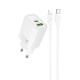 МЗП Hoco N63 Gentle PD30W+QC3.0 (1USB-A/1C) + кабель Type-C to Lightning White