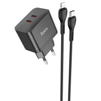 МЗП Hoco N29 PD35W (2USB-C) + кабель Type-C to Lightning Black