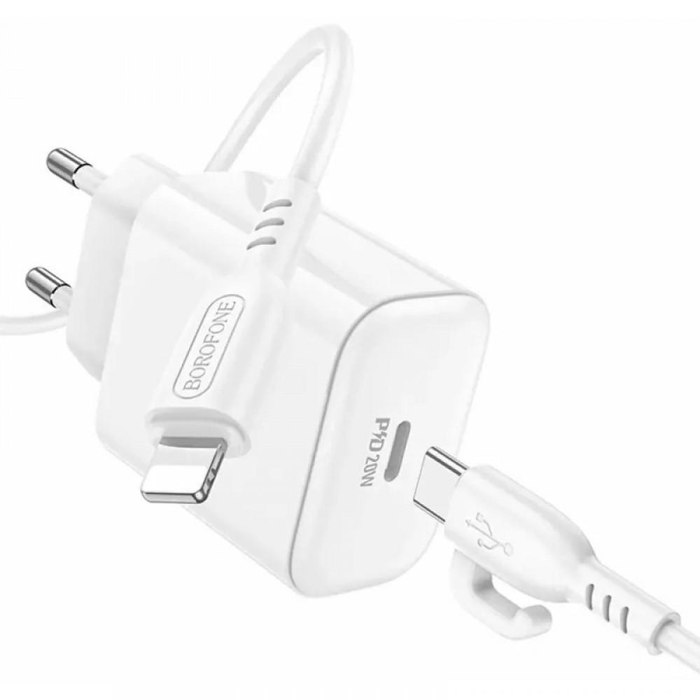 МЗП Borofone BA81A PD20W (1USB-C) + кабель Type-C to Lightning White