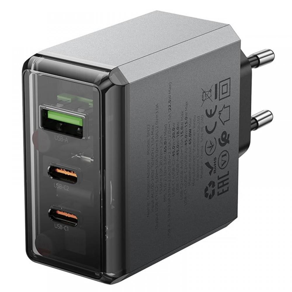 МЗП Borofone BN22 Lena PD65W (1USB-A/2C) Metal gray