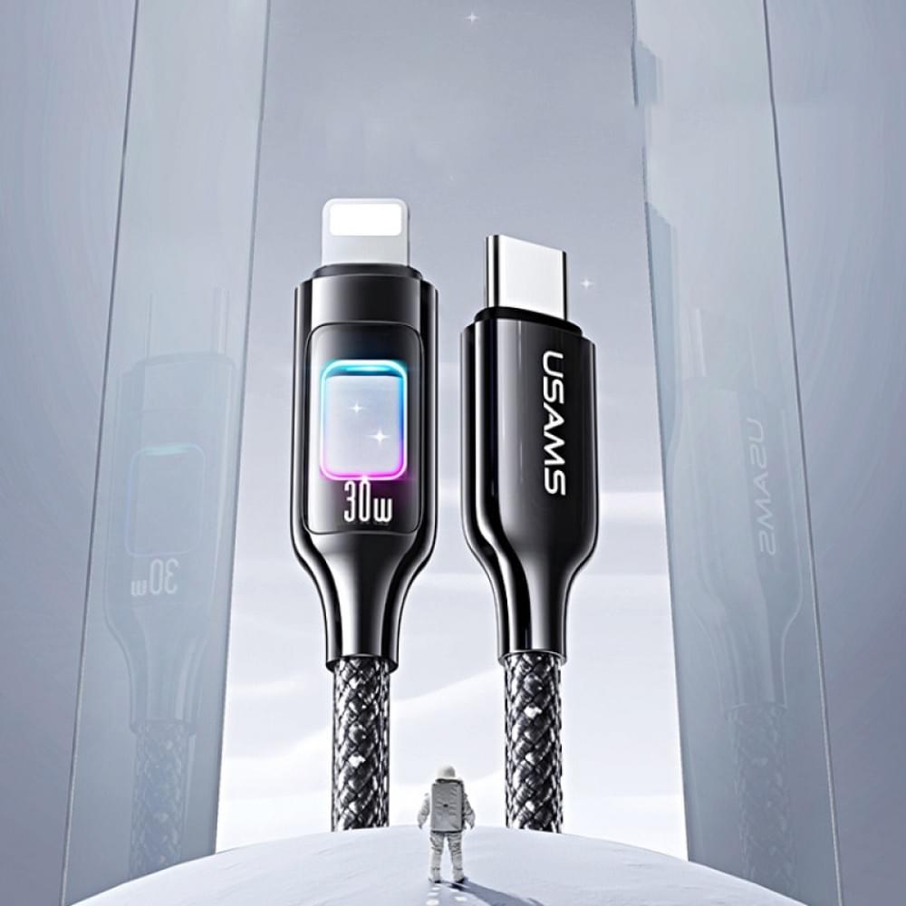 Дата кабель Usams US-SJ749 With Colorful Light TC Ser. Type-C to Lightning 30W (1.2m)