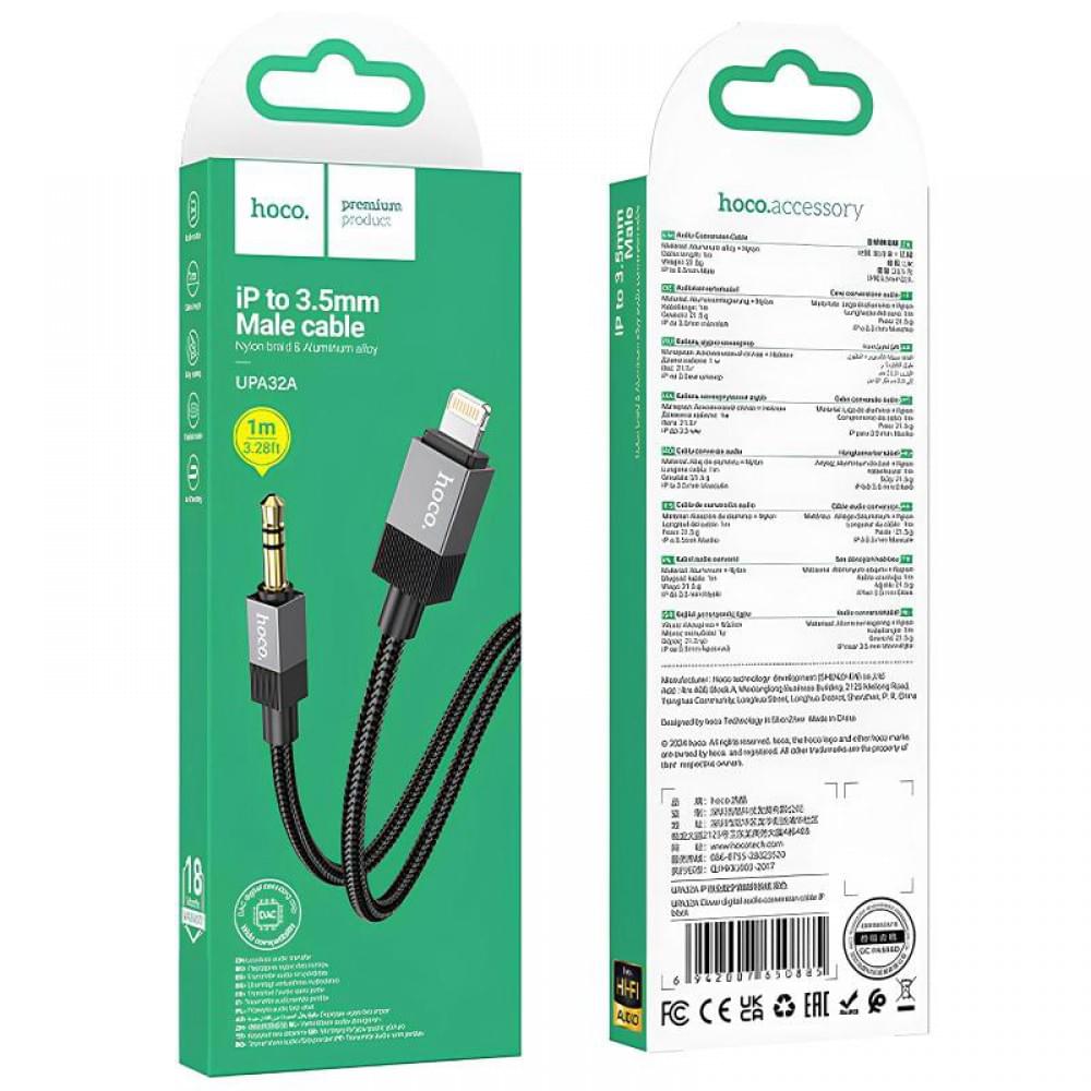 Аудіо кабель Aux Hoco UPA32B Clever digital (Type-C to AUX 3.5mm) (1m) Black