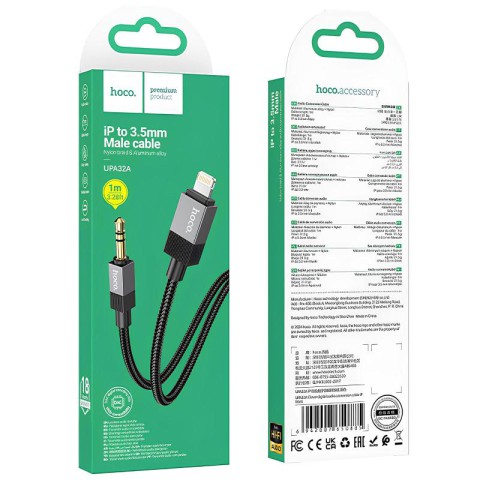 Аудіо кабель Aux Hoco UPA32B Clever digital (Type-C to AUX 3.5mm) (1m) Black