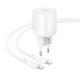 МЗП Borofone BA94A Lustrous PD30W+QC3.0 (1USB-A/1C) + кабель Type-C to Type-C White