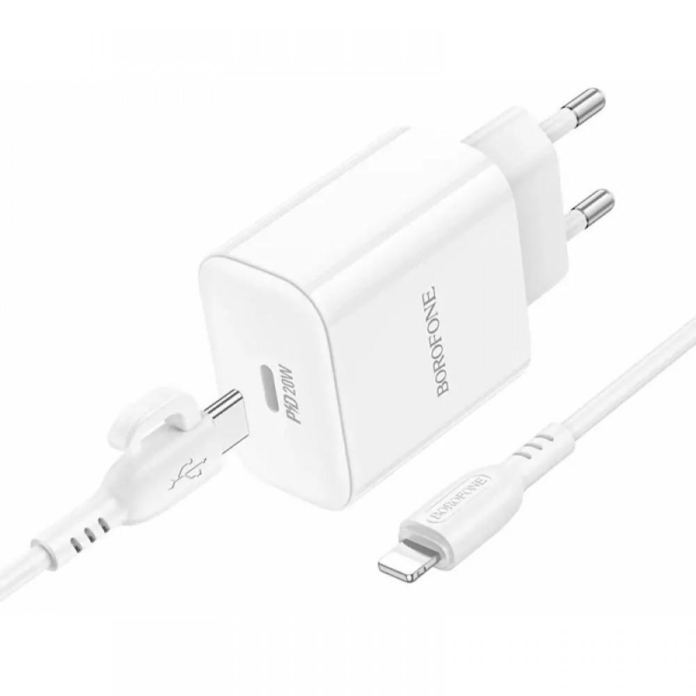 МЗП Borofone BA81A PD20W (1USB-C) + кабель Type-C to Lightning White