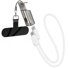 Дата кабель Hoco X126 Experto Type-C to Lightning 30W + Phone Holder & Lanyard (0.35m) Light Gray
