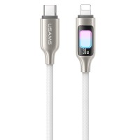 Дата кабель Usams US-SJ749 With Colorful Light TC Ser. Type-C to Lightning 30W (1.2m) Titanium
