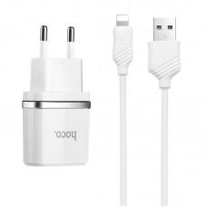 МЗП Hoco C12 Charger + Cable Lightning 2.4A 2USB Білий