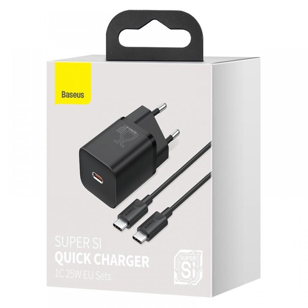 СЗУ Baseus Super Si Quick Charger 1C 25W + Cable Type-C to Type-C 3A (1m) (TZCCSUP-L)