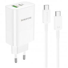 МЗП Borofone BN10 Sunlight PD65W (1Type-C/1USB) + Type-C to Type-C White