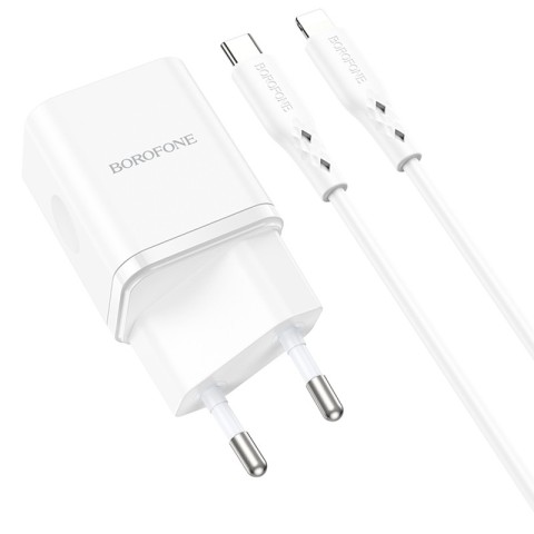 МЗП Borofone BN7 PD20W+QC3.0 (1USB-A/1C) + кабель Type-C to Lightning White