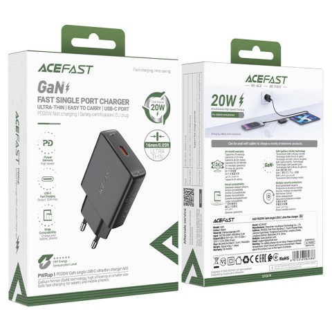 МЗП Acefast A65 PD20W GaN (USB-C) Black