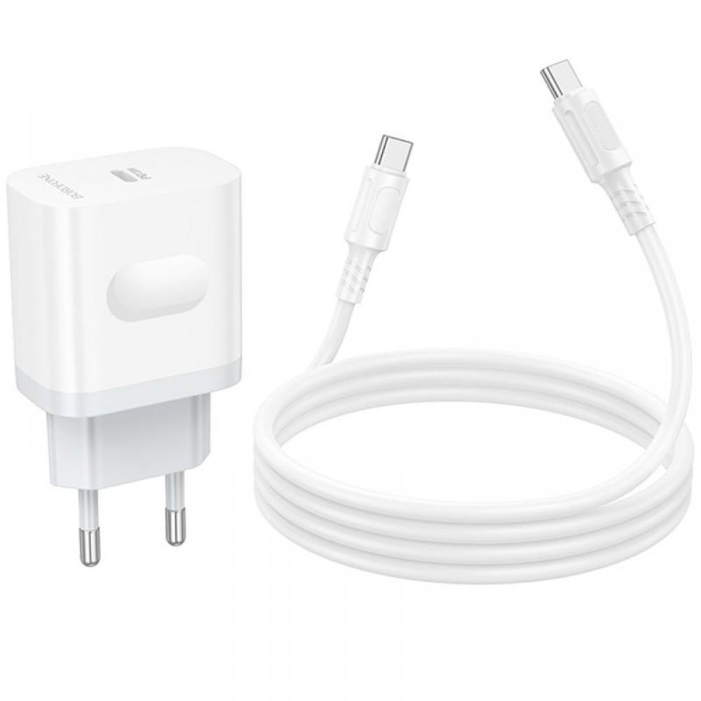 МЗП Borofone BA99A Breeze PD20W (1USB-C) + кабель Type-C to Type-C White
