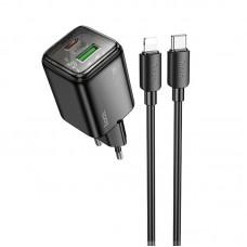 МЗП Hoco N53 Monsoon PD30W+QC3.0 (1USB-A/1C) + Type-C to Lightning Black