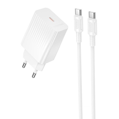МЗП Borofone BAS73A Source PD20W (1USB-C) + кабель Type-C to Type-C White