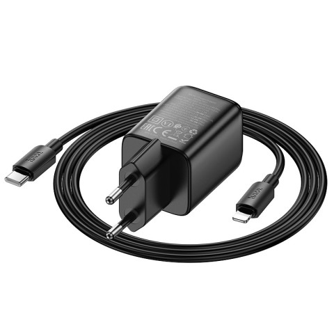 МЗП Hoco N53 Monsoon PD30W+QC3.0 (1USB-A/1C) + кабель Type-C to Lightning Black
