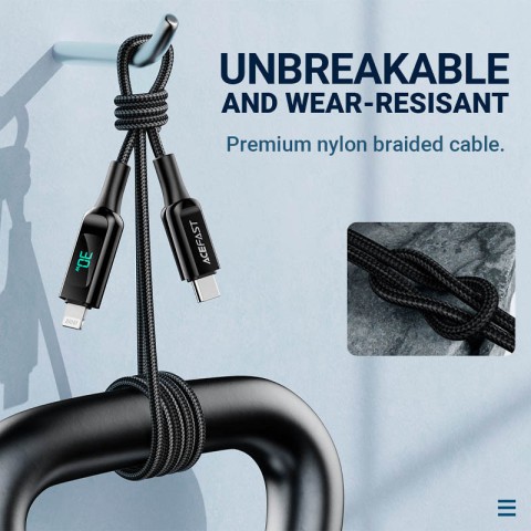 Дата кабель Acefast C6-01 Type-C to Lightning 30W (1.2m) Black