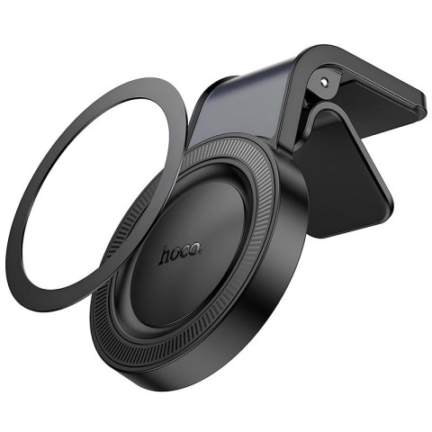 Автотримач Hoco H59 Show ring magnetic (L air outlet) Black / Metal gray