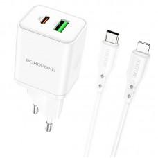 МЗП Borofone BN7 PD20W+QC3.0 (1USB-A/1C) + Type-C to Lightning White