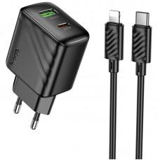 МЗП Hoco CS25A Rico PD20W+QC3.0 (1USB-A/1C) + кабель Type-C to Lightning Black