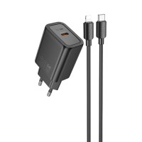 МЗП Hoco N62 Gentle PD30W (1USB-C) + кабель Type-C to Lightning Black
