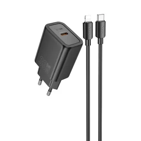 МЗП Hoco N62 Gentle PD30W (1USB-C) + кабель Type-C to Lightning Black