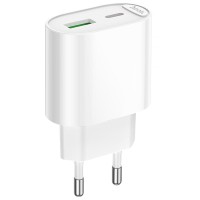 МЗП Hoco C109A Fighter PD20W+QC3.0 (1USB-A/1C) White
