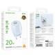 МЗП Borofone BA93A Lustrous PD20W+QC3.0 (1USB-A/1C) + кабель Type-C to Lightning Blue