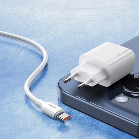 МЗП Usams US-CC226 Kit-Yi Ser. 20W (1USB-C) + кабель Type-C to Type-C White