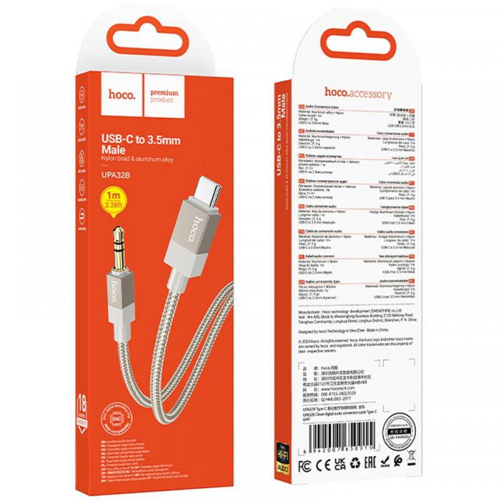 Аудіо кабель Aux Hoco UPA32B Clever digital (Type-C to AUX 3.5mm) (1m) Gold