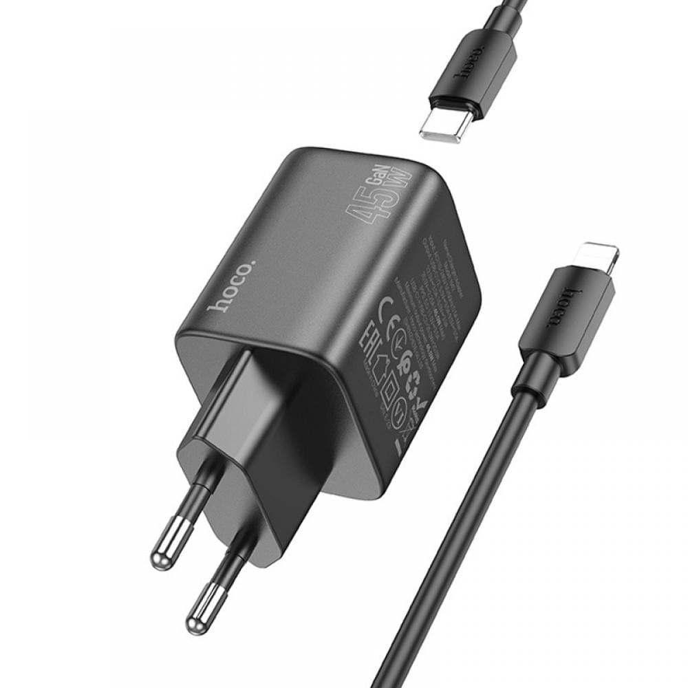 СЗУ Hoco N42 Elogiado PD45W (2USB-C) + кабель Type-C to Lightning