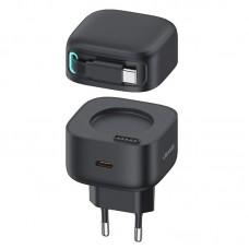 МЗП Usams US-CC202 GaN With Type-C Magnetic Retractable Cable Module XMF Ser. 35W (2USB-C) Black