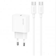 МЗП Usams US-OYXLTZ01 CC226 PD20W (1USB-C) + кабель Type-C to Type-C White