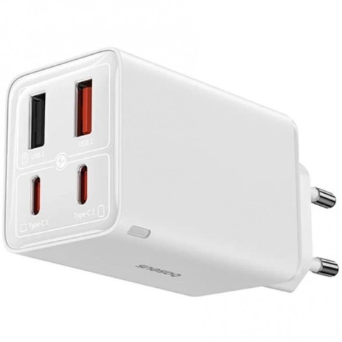 МЗП Baseus GaN6 Pro OS 65W (2USB-A/2C) + кабель Type-C to Type-C (P10162701) White