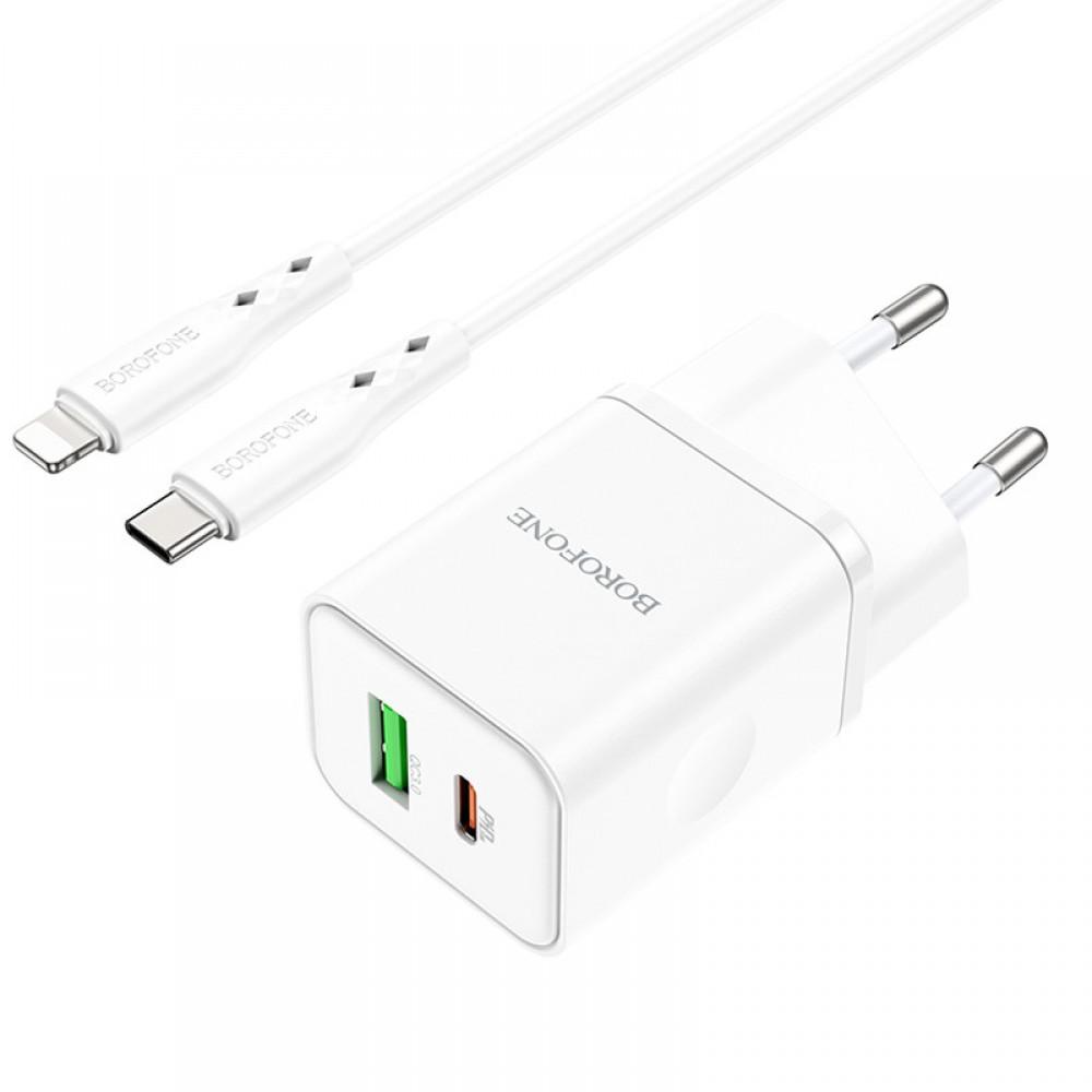 МЗП Borofone BN7 PD20W+QC3.0 (1USB-A/1C) + Type-C to Lightning White