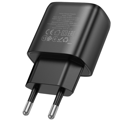 МЗП Hoco C140A Smart QC3.0 18W (1USB-A) Black