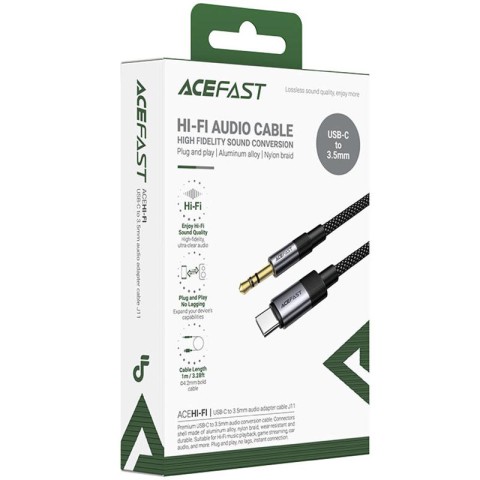 Аудіо кабель Aux Acefast J11 (Type-C to AUX 3.5mm plug) (1m) Black