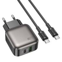 МЗП Borofone BAS54A Absolute PD20W+QC3.0 (1USB-A/1C) + кабель Type-C to Type-C Black