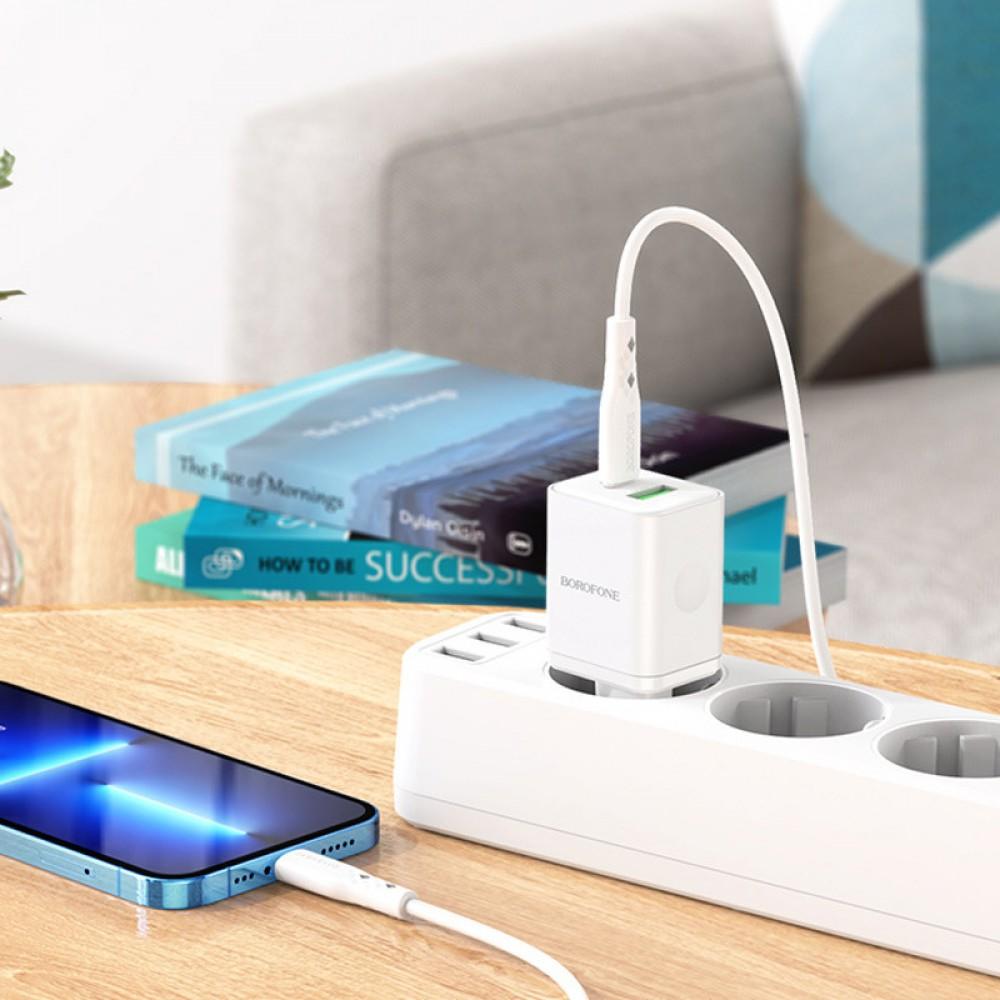 МЗП Borofone BN7 PD20W+QC3.0 (1USB-A/1C) + Type-C to Lightning White