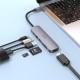 Перехідник Hoco HB28 Multi-function 6in1 (Type-C to HDTV+USB3.0+USB2.0+SD+TF+PD) Metal gray