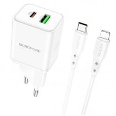 СЗУ Borofone BN7 PD20W+QC3.0 (1USB-A/1C) + кабель Type-C to Lightning