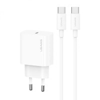 МЗП Usams US-CC226 Kit-Yi Ser. 20W (1USB-C) + кабель Type-C to Type-C White