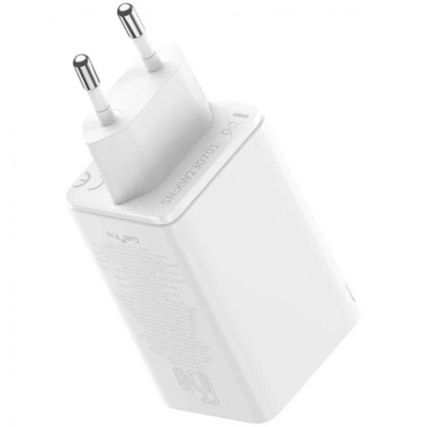 МЗП Baseus GaN6 Pro OS 65W (2USB-A/2C) + кабель Type-C to Type-C (P10162701) White