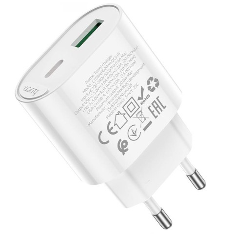 МЗП Hoco C109A Fighter PD20W+QC3.0 (1USB-A/1C) White