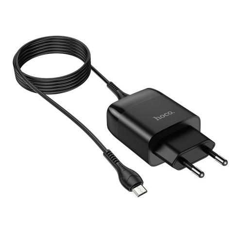 МЗП Hoco C72Q Glorious QC3.0 18W (1USB-A) + кабель USB to MicroUSB Чорний