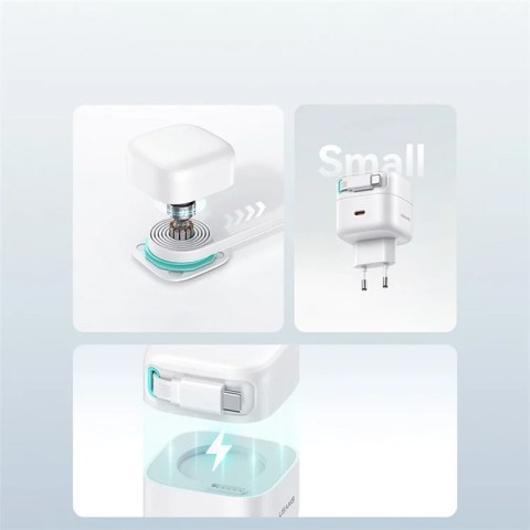 МЗП Usams US-CC202 GaN With Type-C Magnetic Retractable Cable Module XMF Ser. 35W (2USB-C) White