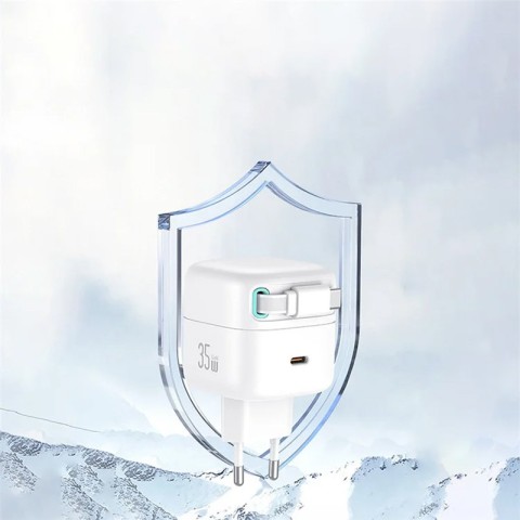 МЗП Usams US-CC202 GaN With Type-C Magnetic Retractable Cable Module XMF Ser. 35W (2USB-C) White