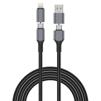 Дата кабель WIWU Wi-C085 Raptor Pro 2in2 USB-A + USB-C/Type-C to Lightning (1m) Black